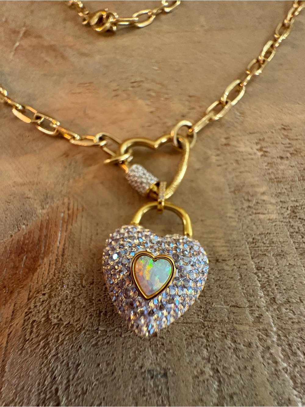Hillberg & Berk 18” Figaro Charm Necklace Sea Salt Sparkle Heart